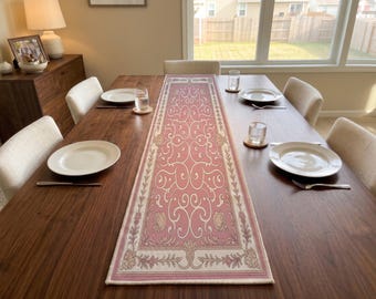 Rose Scroll Table Runner | Entryway Console Scarf | Traditional Console Decor