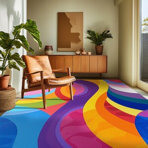 Colorful print rug, Layered rug, Elegant rug, Simply throw rug, Easy to care rug, Saloon rug, Living room rug, Area rug, Non-slip rug