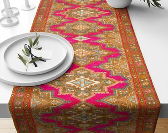 Decorative Table Runner, Farmhouse Table Runner, Ethnic Table Mat, Printed Chenille, Fancy Table Mat, Coffee Table Scarf, Cabinet Runner