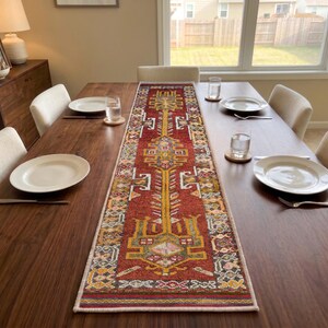 Red Rust Tribal Runner | Dining Table Centerpiece | Southwestern Console Mat
