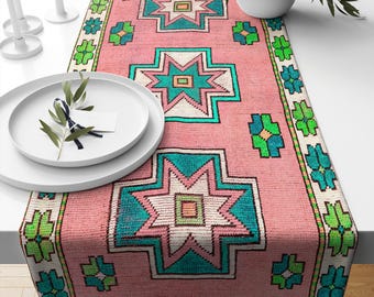 Amazing Art Print, Wedding Event Runner, Festive Kilim Runner, Boho Table Runner, Dining Table Scarf, Exquisite Tablecloth, Rustic Runner