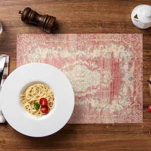 Elegant Placemats, Wedding Placemats, Rectangular Placemats, Table Placemat, Antique Rug Look, Retro Placemat, Housewarming placemats