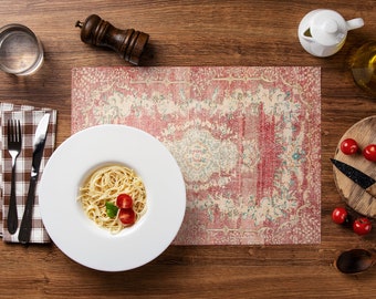 Elegant Placemats, Wedding Placemats, Rectangular Placemats, Table Placemat, Antique Rug Look, Retro Placemat, Housewarming placemats