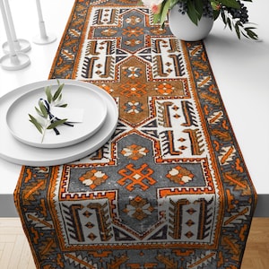 Indoor & Outdoor Usable, Cabinet Runner, Vintage Wipeable Table Scarf, Reastaurant Table Dressing, Bar Table Topper, Picnic Table Runner
