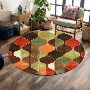 Rugs for living room, Trellis rug, Circle rug, Ideal for high traffic, Cool rug, Non slip round rug, Multicolor rug, Delightful home gift,