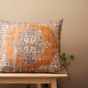 orange pillow, cushion cover, handmade pillow, bedding pillow, floor pillow, livingroom pillow, modern pillow, washable pillow, boho pillow