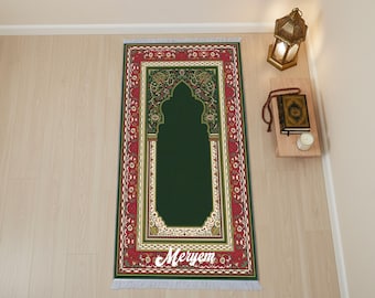 Classic Ottoman Prayer Rug, Personalized Elegant Portable Islamic Prayer Mat, Non-Slip Aesthetic Prayer Mat, Islamic Gift