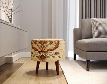 Vintage style footstool, Kitchen round pouf, Livingroom pouf, Utility furniture, Round footrest, Ottoman side table, Luxury footstool, M-16