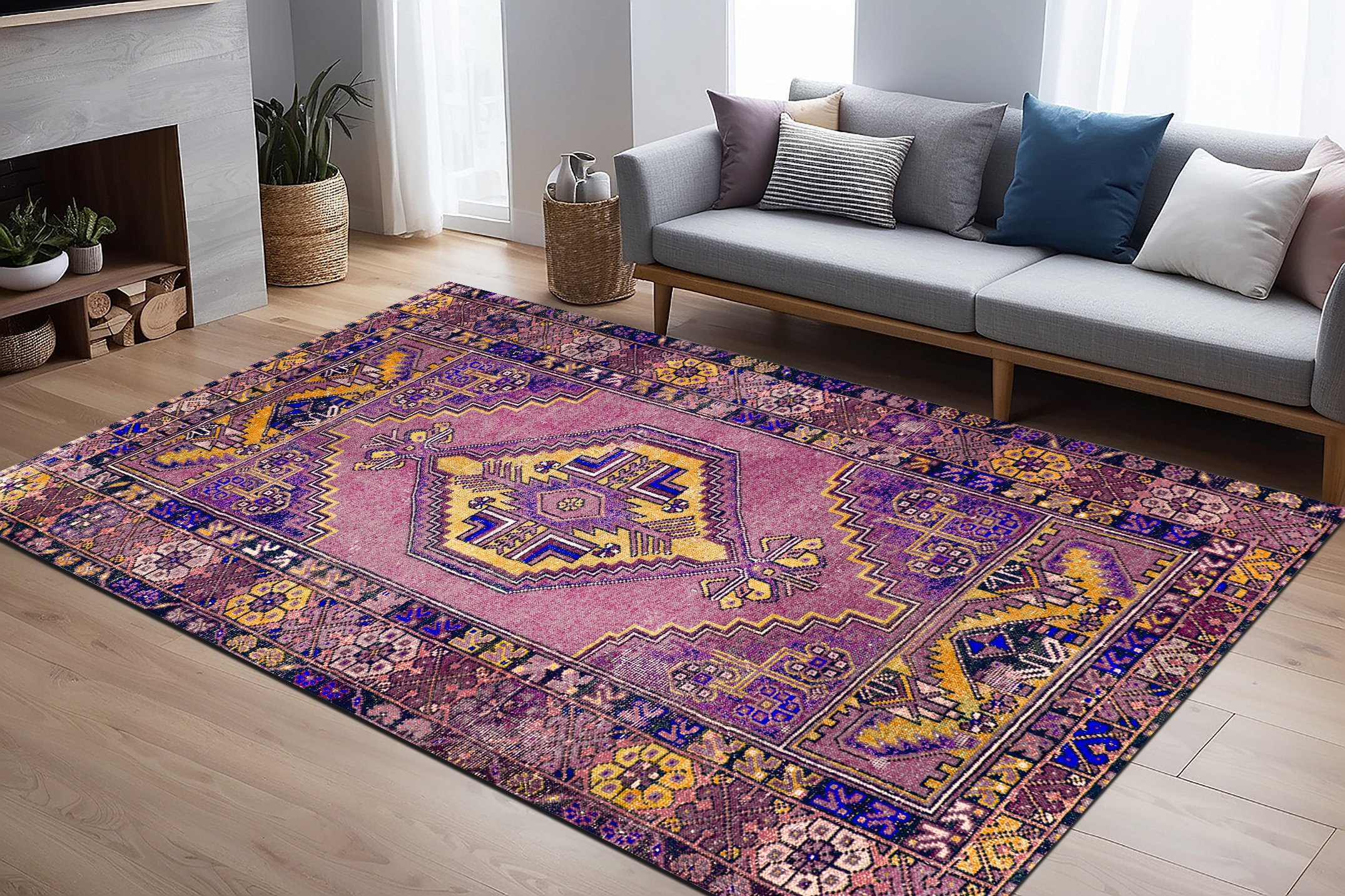 140.5×225\"Sugar plum”ViNTAGE TURKiSH RUG 140.5×225
