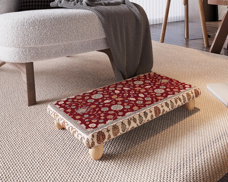 Perfect accent for modern home, Compact footrest, Mudroom bench, Turkish style footstool, Country decor bench stool, Comfort footstool,M-512