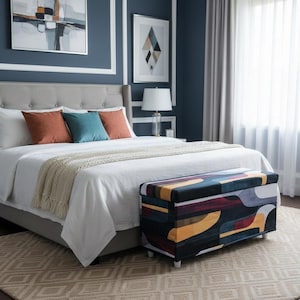 Modern design bench, Hidden storage, Comfortable seat, Sitting storage, Upholstered trunk, Pet friendly bench, Easy to assemble, M-84