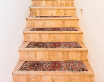 Stair treads cover, Portable rug, Soft surface rug, Printed rug, Herki turkish rug, Classy rug, Stair runner rug, Step mat rug, Stair layer
