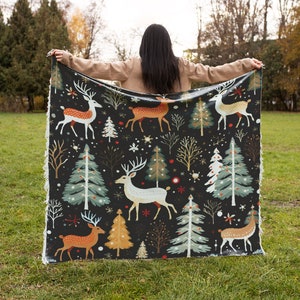 Christmas cozy throw, Fleece blanket, Warm blanket, Snuggle blanket, Fireside blanket, Large blanket, Gift for couples, Plush tv blanket
