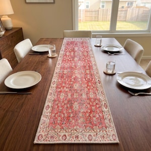 Coral Floral Table Linen | Bedroom Sideboard Decor | Ornate Console Cover