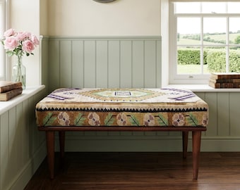 Boho Medallion Makeup Vanity Stool | Cottagecore Piano Bench