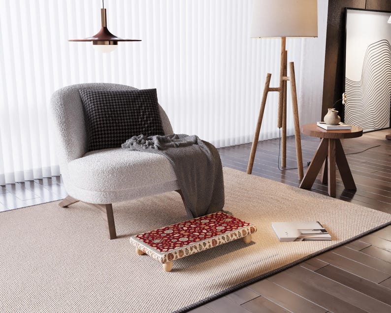 Perfect accent for modern home, Compact footrest, Mudroom bench, Turkish style footstool, Country decor bench stool, Comfort footstool,M-512