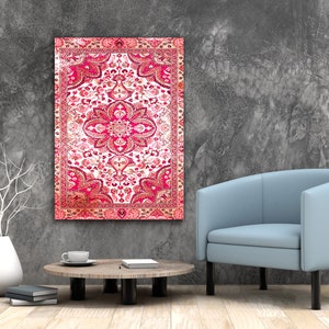 Arte de pared de galería rosa, arte de lienzo, arte de pared bohemio, decoración de pared de dormitorio, arte de lienzo ecléctico, póster impreso vintage, arte de pared de moda