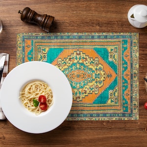 Dining Placemats, Kilim Looking Placemats, Farmhouse Placemats, Event Table Placemats, Celebration Placemats, Unique Placemat, Table Top Mat