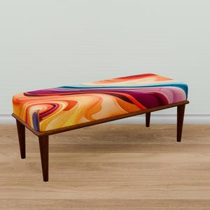 Wavy design bench, Hallway saet, Movie room bench, Gothic bench, Vibrant color bench, Upholstered shoe bench, Piano bench, Cute bench, M-135