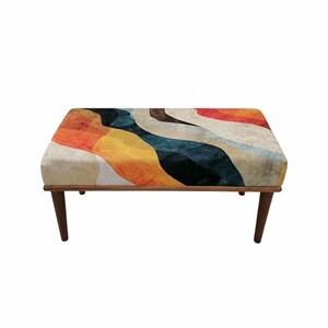 This hallway bench features a stylish upholstered design that works beautifully in kitchens, entryways, or modern farmhouse homes. Its boho-inspired look and sturdy structure provide an elegant extra seat, making it a versatile accent bench for both practical use and home decoration.