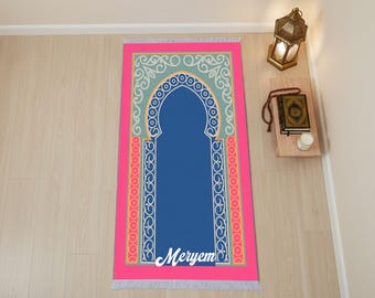 Soft Velvet Prayer Rug, Islamic Gift, Salah Mat, Elegant Washable Sujood Mat, Non-Slip Portable Travel Prayer Mat, Eid Gift