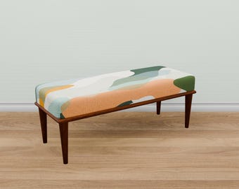 Erdige Musterbank für Flur | Boho Akzent Hocker | M-103