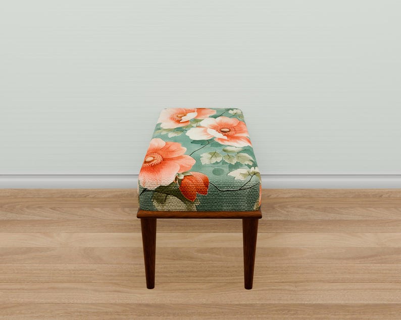 Home entrance bench, Ottoman bench, Artistic style bench, Flower pattern bench, Living room bench, Bench for corridor, Mudroom bench, M-83