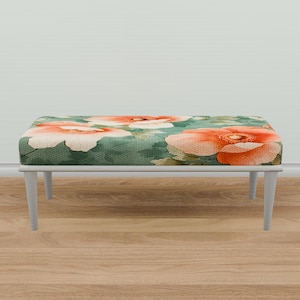 Home entrance bench, Ottoman bench, Artistic style bench, Flower pattern bench, Living room bench, Bench for corridor, Mudroom bench, M-83