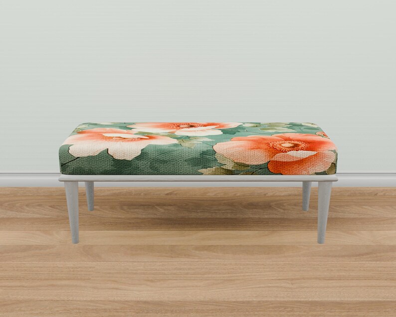 Home entrance bench, Ottoman bench, Artistic style bench, Flower pattern bench, Living room bench, Bench for corridor, Mudroom bench, M-83