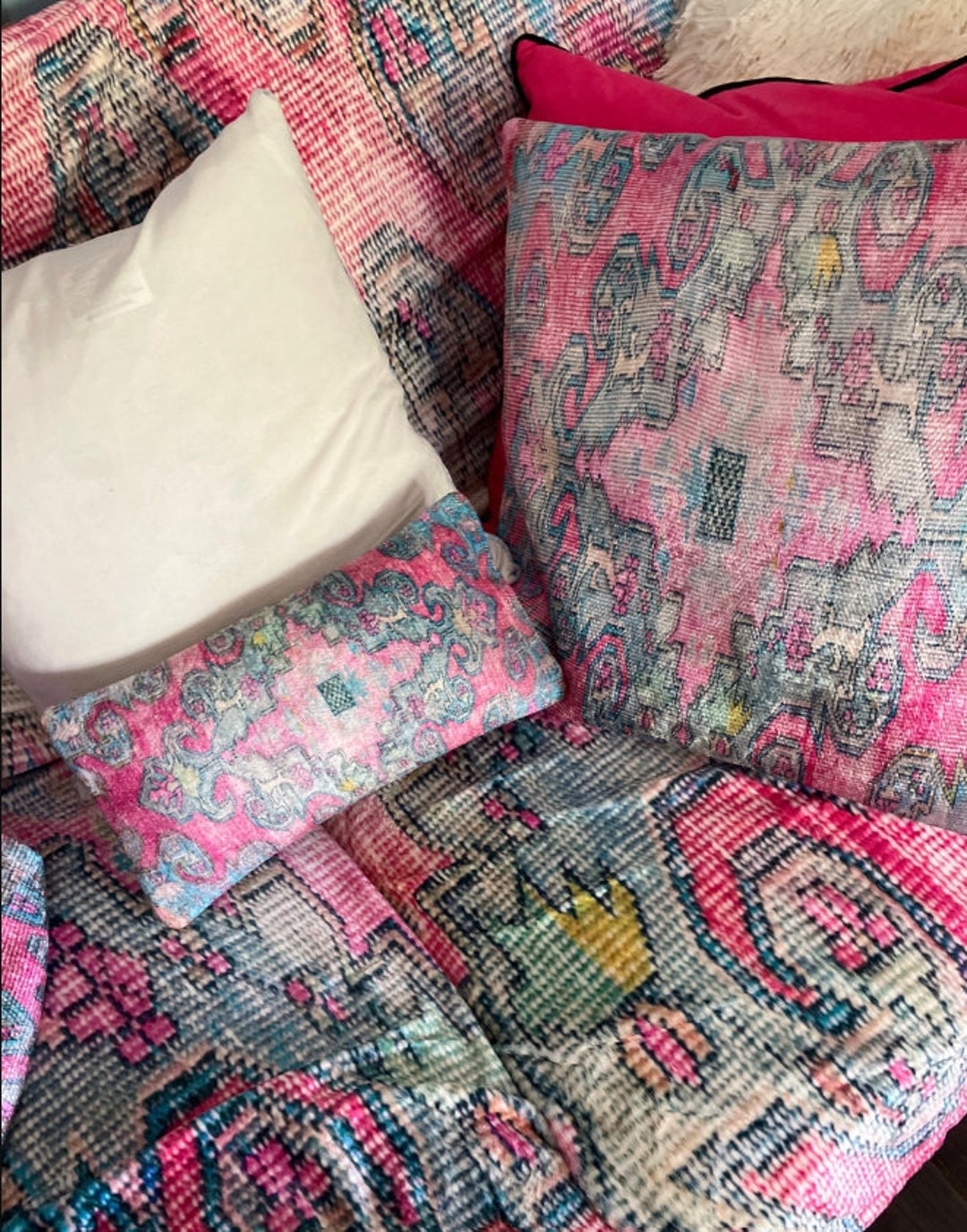 Bright Pink Pillow Washable Pillow Cushion Cover Rug Etsy