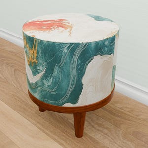 Artistic footstool, Round pouf stool, Decorative round bench, Dining area seat, Primitive footrest, Reading corner pouf, Ottoman stool, M-31