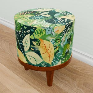 Nature inspired pouf, Greenery stool, Forest theme seat, Utility furniture, Comfortable stool, Luxury footrest, Entryway shoe pouf, M-102