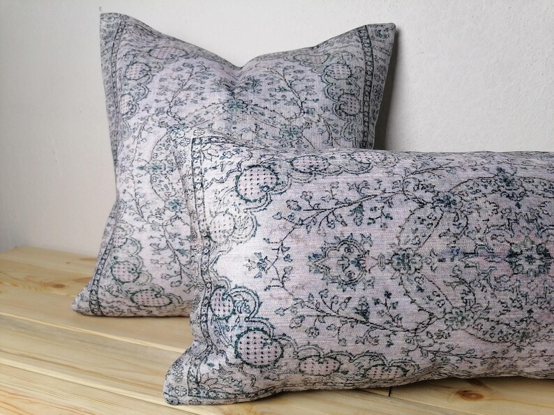 Pale Gray Medallion Case | Soft Print Throw Cushion | Detailed Room Pillowcase image 9