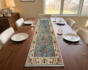 Sage Coral Tree Table Runner | Bedroom Dresser Mat | Eclectic Kitchen Accent