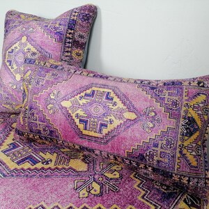 beddengoeddepot, boho kussensloop, paars sierkussen, pastelkleurige kussensloop, moderne kussens, wasbaar kussen, tapijtkussenhoes, bankkussen afbeelding 6