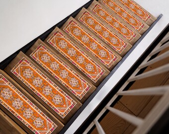 Stair runner rug, Safety rug, Non slip stair mat, Stair step cover, Vintage artwork, Stair treads rug, Stair pad, Tile mat, High traffic rug
