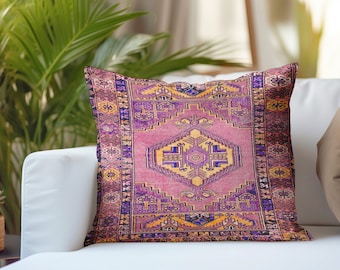 Handmade pillow, Kilim pillow, Boho decor pillow, Couch pillow, Sofa pillow, Washable pillow, Soft pillow, Purple pillow, Daybed pillow