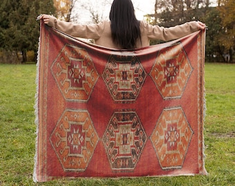 Kilim Schoß Decke, Stilvolle Decke, Rustikale Decke, Boho Decke, Kuschelige Decke, Plüschdecke, Weiche Decke, Handgemachte Decke