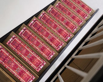 Stair runner rug, Simple step mat, Stair cover rug, Pink turkish rug, Handmade runner, Aesthetiic rug, Stair mat rug, Mats for stair steps