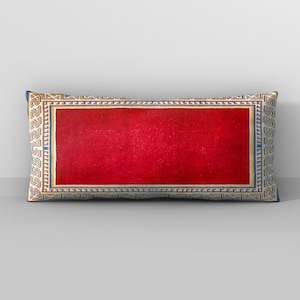 Bolster pillow cover, Red cushion, Greek key pillow, Floor Pillow, Sofa pillow, Throw pillow cover, Salon pillow, Chair cushion, Soft pillow