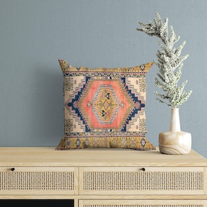 Cojín decorativo floral color mostaza para esquina / Cojín para sofá de sala de estar / Funda con un estilo natural y llamativo
