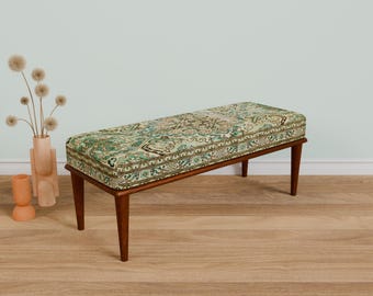 Bohemian bench, Vanity table bench, Entryway bench, Bench with cushion, Oriental bench, Turkish bench, Handmade bench, Footstool bench, 335