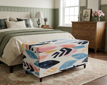 Banco de color pastel, banco de almacenamiento de madera, almacenamiento art déco, muebles elegantes, organizador otomano, banco de uso diario, banco con asiento adicional, M-88