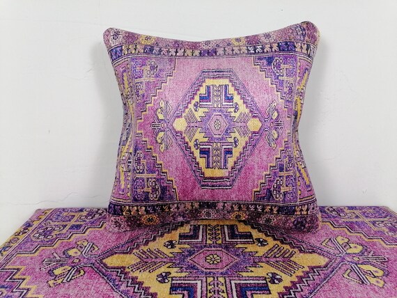 bedding sham, boho pillow cover, purple throw pillow, pastel pillowcase, modern pillows, washable pillow, rug pillow cover, sofa cushion