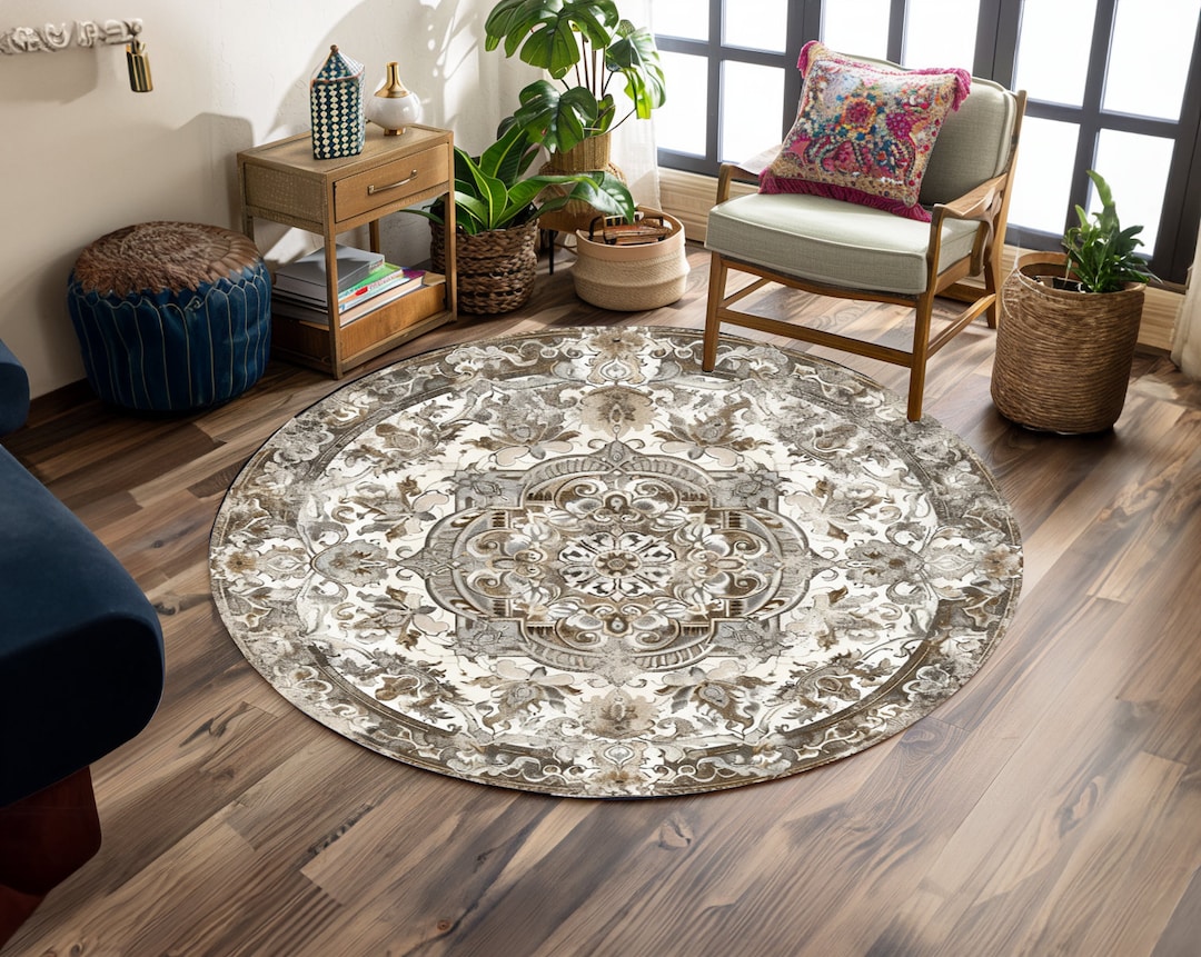Circular Table Rugs Circular Shape Rug, Handmade Area Rug, Textured Rug, Office Rug ...