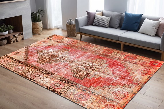 137×123 “Rose quartz”ViNTAGE TURKiSH RUG 7' x 11' - Vintage Turkish Area Rug, Beige - Seralya | Kuden
