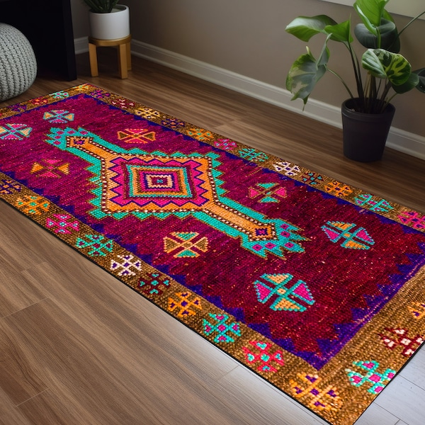 Turkish pattern rug, Soft rug, Washable rug, Cotton rug, Chich rug, Rugs for bedroom, Ethnic printed rug, Yoga rug, Front door rug,