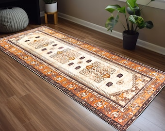 Retro runner, Boho decor rug, Sitting room rug, Traditional rug, Vintage pattern rug, Area rug, Saloon rug, Turkish style rug, Nursery mat