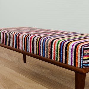 Classic bench, Blanket bench, Pub bench, Striped bench, Bohemian bench, Handmade bench, Ottoman for bedroom, Dining table bench, 17-01