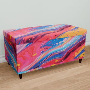 Fuchsia-opslag, marmeren kunstbank, gangorganisator, gestoffeerde kofferbak, houten bank, plantenstandaard, artistiek meubilair, M-139